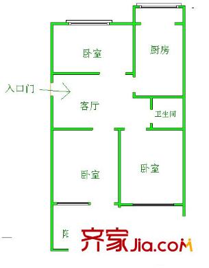 歷山路單位宿舍 3室 戶型圖