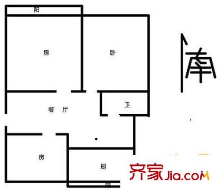 歷山路單位宿舍戶型圖2室 戶型圖 2室1廳1衛(wèi)1廚