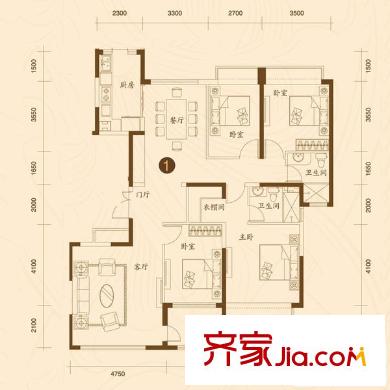 濟(jì)南恒大名都 4室 戶型圖