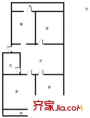 環(huán)山路單位宿舍 3室 戶型圖