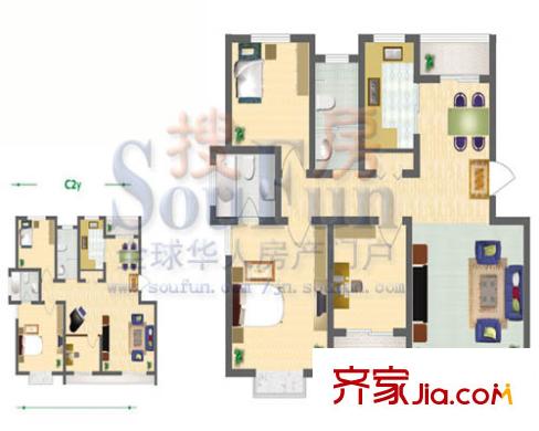 鑫苑城市之家戶型圖C2戶型 3室2廳2衛(wèi)