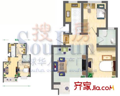 鑫苑城市之家戶型圖B2戶型（已售完） 2室2廳1衛(wèi)