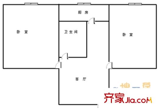 解放路單位宿舍 2室 戶型圖