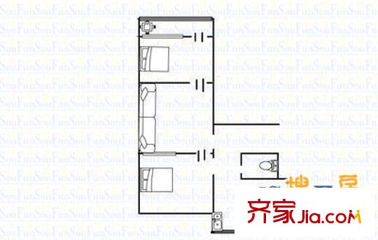 老屯鐵路小區(qū) 2室 戶型圖