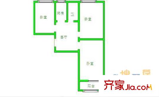 歷山路單位宿舍戶型圖3室 戶型圖 3室1廳1衛(wèi)1廚