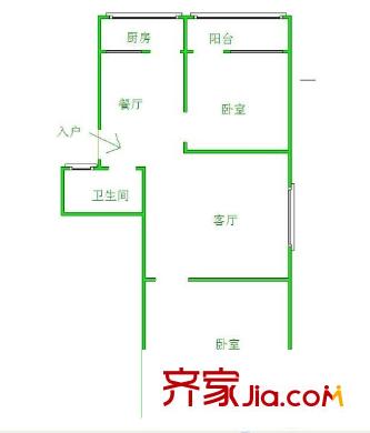 歷山路單位宿舍 2室 戶型圖