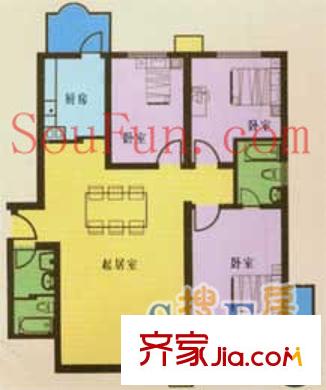 綠景嘉園戶(hù)型圖3室1廳2衛(wèi)1廚