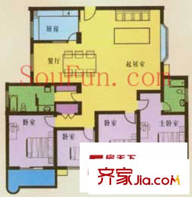 綠景嘉園戶(hù)型圖4室2廳2衛(wèi)1廚