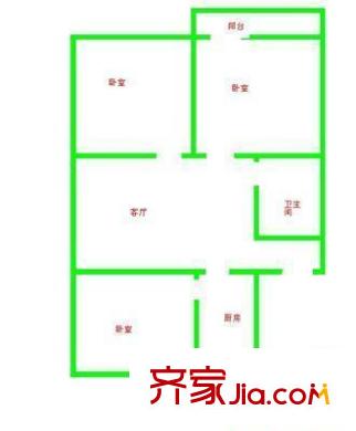 山師東路單位宿舍 3室 戶型圖