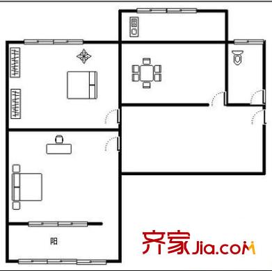 山師東路單位宿舍 2室 戶型圖