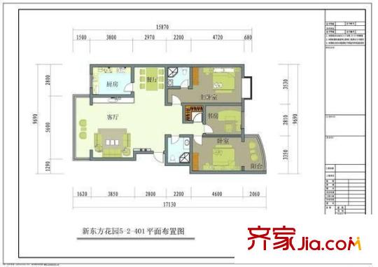 新東方花園 3室 戶型圖