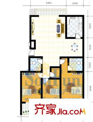 新東方花園戶型圖3室2廳2衛(wèi)1廚