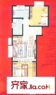 居易香桔市戶型圖2室 戶型圖（A5兩室兩廳戶型） 2室2廳1衛(wèi)1廚