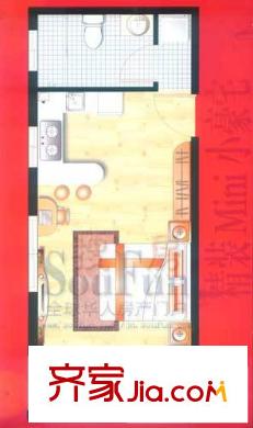 居易香桔市戶型圖 1室 戶型圖（B2一室一廳戶型） 1室1廳1衛(wèi)1廚