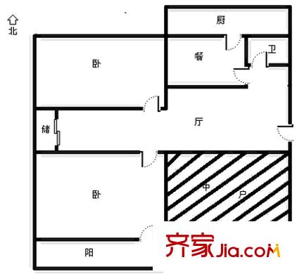 東倉(cāng)小區(qū) 2室 戶型圖