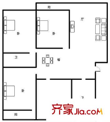 綠景嘉園 3室 戶(hù)型圖