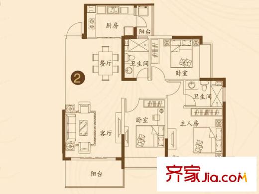 濟(jì)南恒大名都 3室 戶型圖