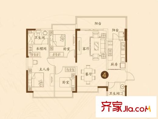 濟(jì)南恒大名都 3室 戶型圖