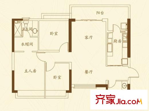 濟(jì)南恒大名都 3室 戶型圖