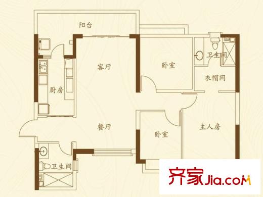 濟(jì)南恒大名都 3室 戶型圖