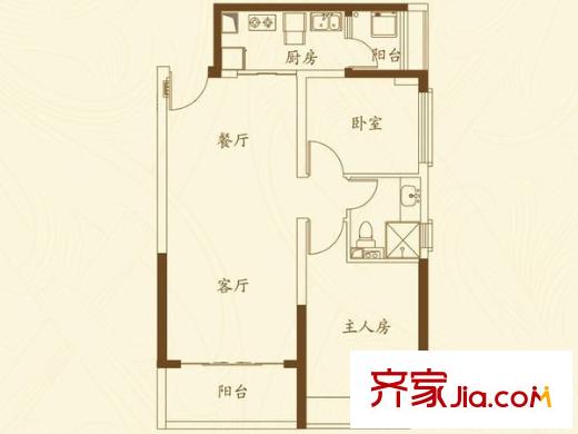 濟(jì)南恒大名都 2室 戶型圖
