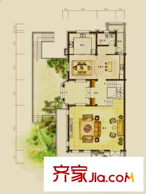 中海奧龍觀邸戶型圖維多利亞城堡-一層平面圖 5室4廳4衛(wèi)1廚