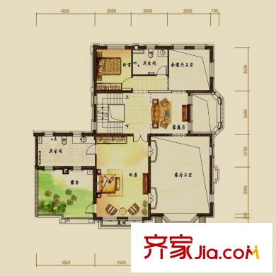 中海奧龍觀邸戶型圖路易城堡-二層平面圖 4室5廳5衛(wèi)1廚