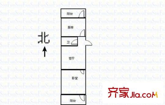 聚賢街宿舍 1室 戶型圖