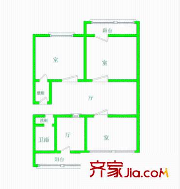 環(huán)山路單位宿舍 3室 戶型圖