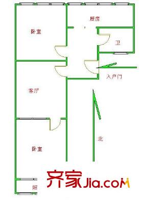 歷園新村 2室 戶型圖