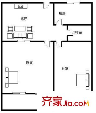 歷園新村 2室 戶型圖