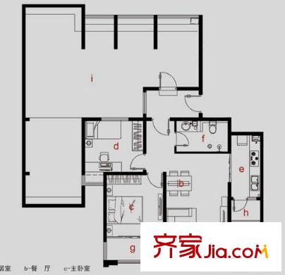 豐潤怡鄰居戶型圖70-A'  2室戶型圖 2室2廳1衛(wèi)1廚