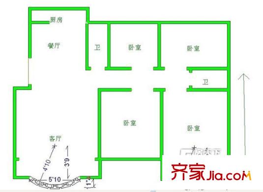 三慶燕柳園戶(hù)型圖三慶?燕柳園 4居室 戶(hù)型圖 4室2廳2衛(wèi)1廚