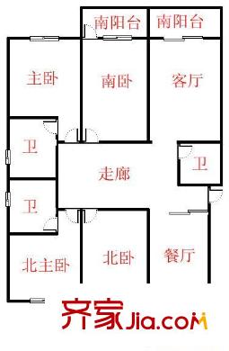三慶燕柳園戶(hù)型圖三慶?燕柳園 4居室 戶(hù)型圖 4室2廳3衛(wèi)1廚