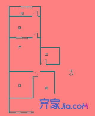 建鑫花園 2室 戶型圖