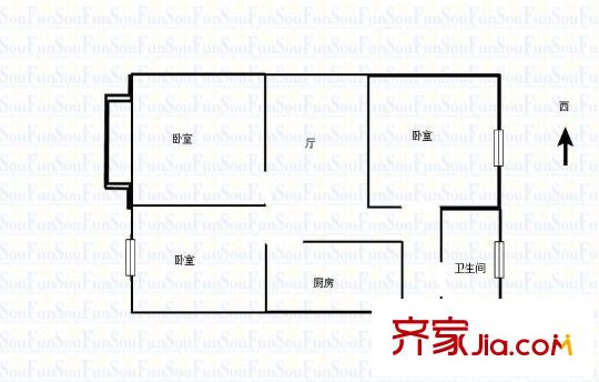 棋盤小區(qū) 3室 戶型圖