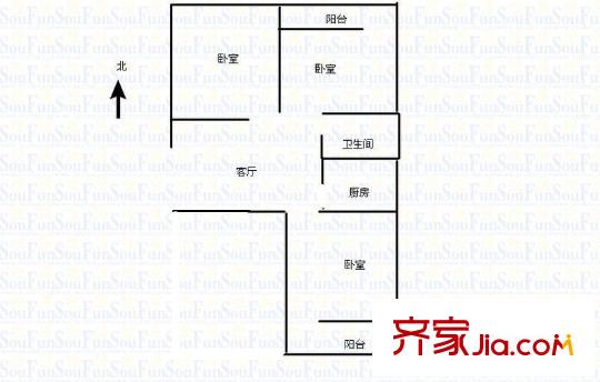 棋盤小區(qū) 3室 戶型圖