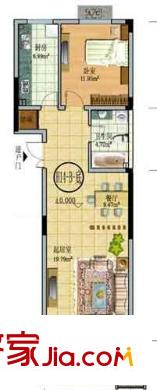 歷山名郡戶型圖H14-B底層戶型 1室2廳1衛(wèi)1廚