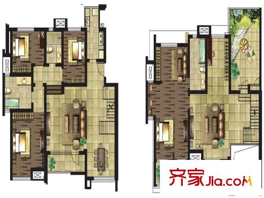 中齊未來(lái)城戶型圖花園洋房戶型圖 4室2廳3衛(wèi)