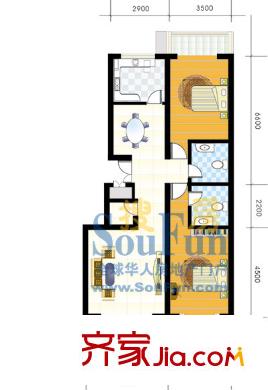 新東方花園戶型圖2室1廳2衛(wèi)1廚