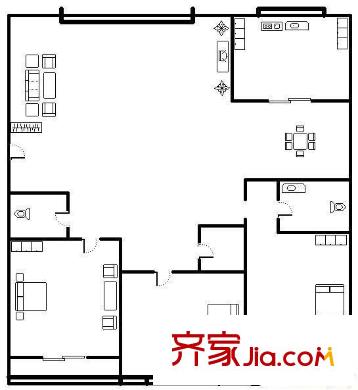 新東方花園 3室 戶型圖