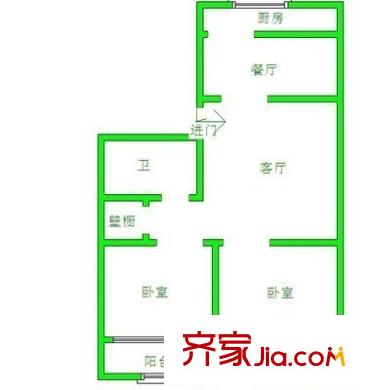 山大路單位宿舍 2室 戶型圖