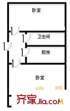 山大路單位宿舍 2室 戶型圖