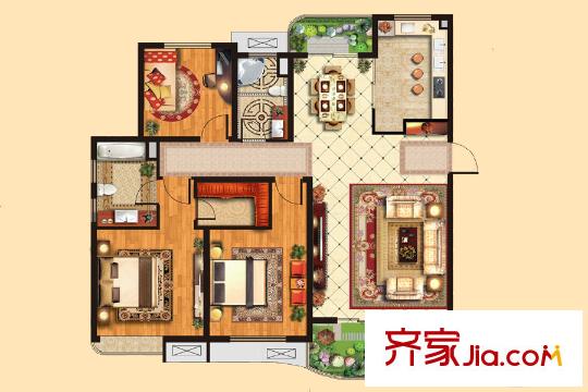 外海中央花園G5-1戶型 3室2廳2衛(wèi)1廚