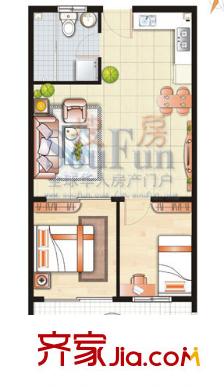 居易香桔市戶型圖2室 戶型圖（A4戶型） 2室1廳1衛(wèi)1廚