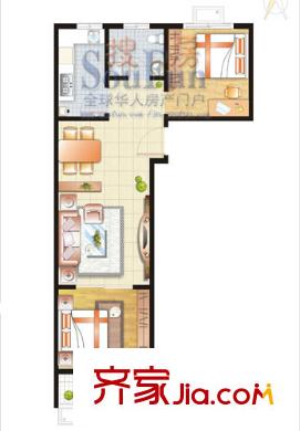 居易香桔市戶型圖2室 戶型圖（A1戶型） 2室2廳1衛(wèi)1廚