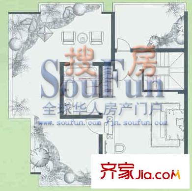 上海花園戶型圖復(fù)式F1上層戶型 4室2廳2衛(wèi)