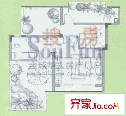 上海花園戶型圖三室兩廳兩衛(wèi)復(fù)式F上 1室