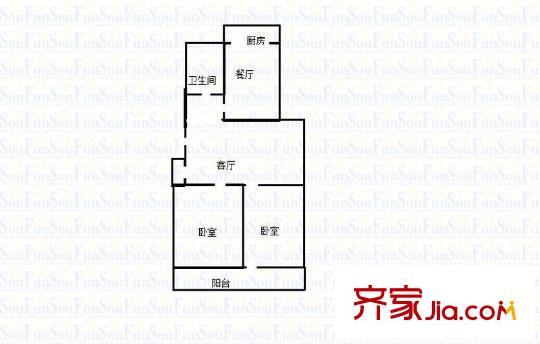 太平洋小區(qū) 2室 戶型圖