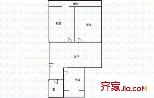 太平洋小區(qū) 2室 戶型圖